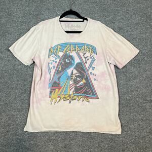 Def Leppard Shirt Womens XL Tie Dye T-shirt Rock‎ Band Tee Crewneck Relaxed Fit
